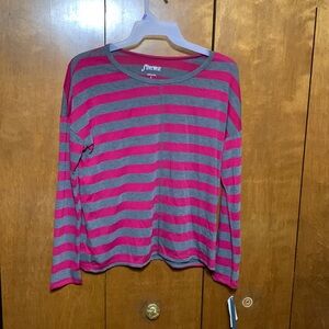 SILVERWARE- NWT! Pink and Gray Stripes Long Sleeve Shirt